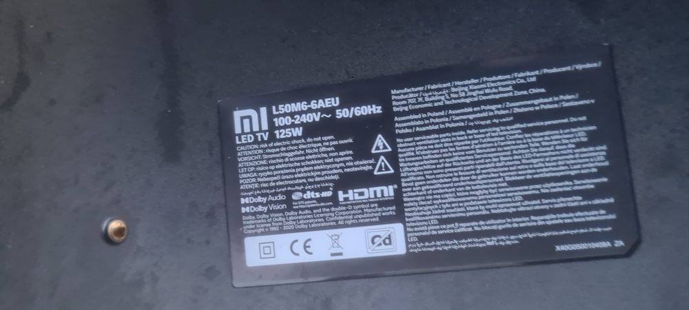 Tv xiomi L50M6-6AEU  ecran danificado restantes pecas boas