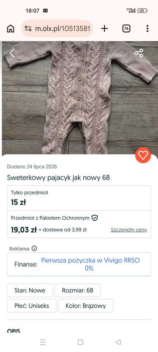 Pajacyki sweterki dla Pani Karoliny