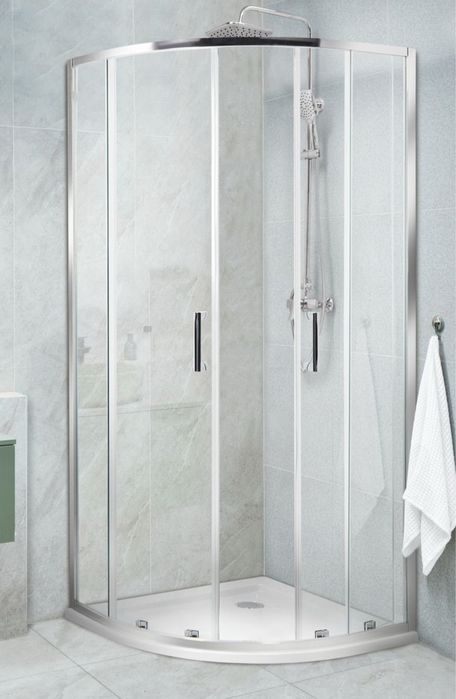 Base e Cabine de duche 1/4 circulo 90 x 90 x 185 cm Prateado