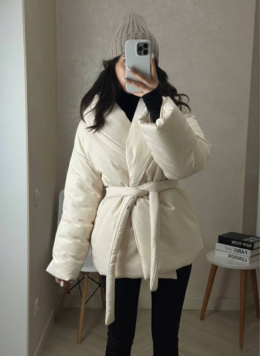 Тепла жіноча зимова куртка, Подовжений обʼємний пуховик, Купити куртку