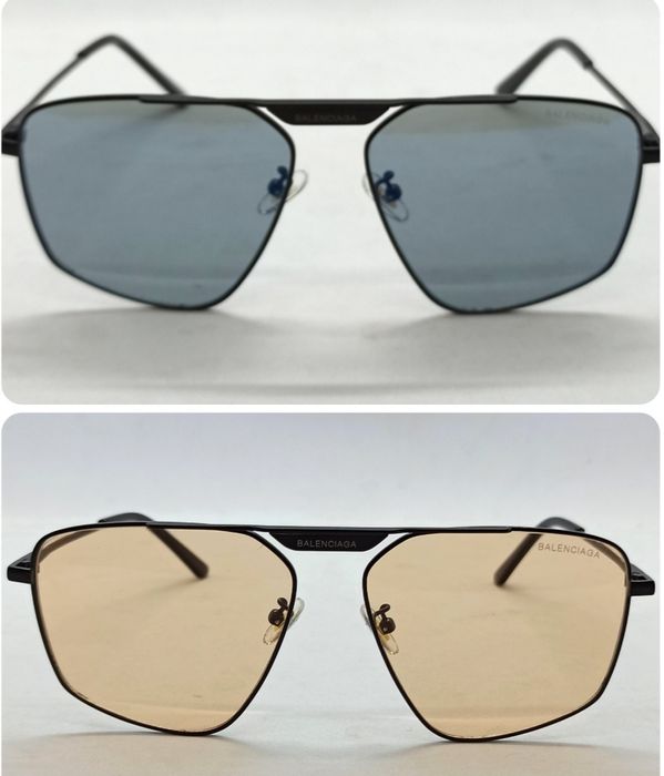 Balenciaga модные очки унисекс линзы серые и бежевые в черном металле