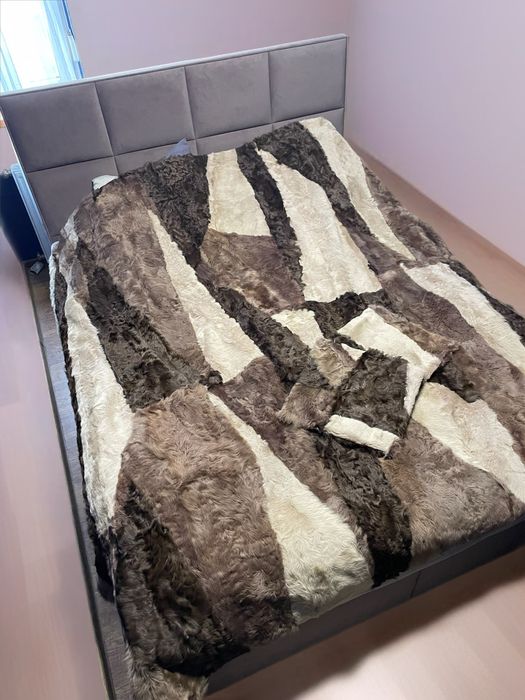 Narzuta na łóżko futro kozy 200 x 200cm 2 x poszewka na poduszke