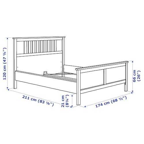Cama de casal HEMNES marrom-preto, 180x200