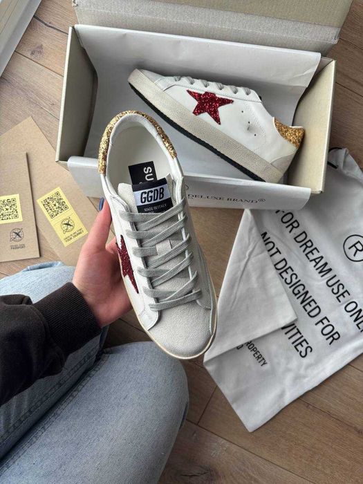 Кеды Golden Goose Glitter Star Gold Red ОРИГИНАЛ