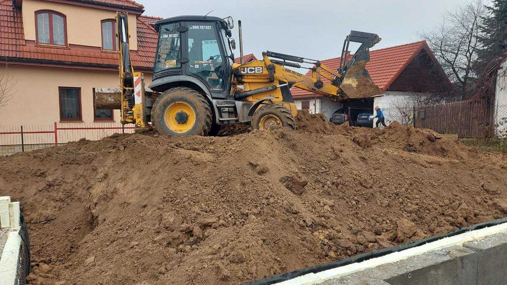 Usługi koparką roboty ziemne wykopy wyburzenia transport Kraków