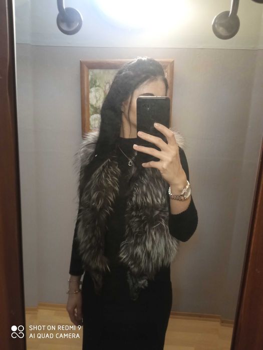 kamizelka z naturalnego futra srebrnego lisa