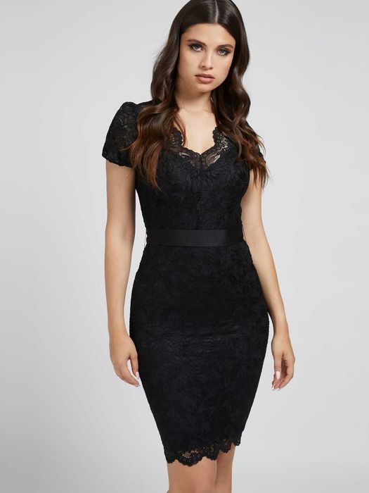 sukienka Guess XS czarna koronkowa dopasowana