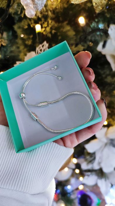 Bransoletka srebrna pandora modułowa regulowana do charmsy zawieszki #