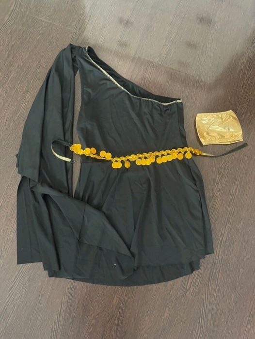 Чёрное платье, карнавальный костюм греческой богини с аксессуарами