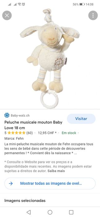 Ovelha brinquedo musical bebé da Baby fehn