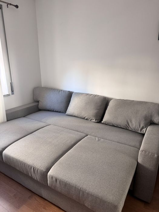 Sofá-cama cinza — NOVO