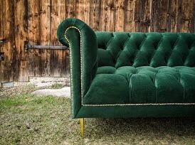 Sofa Kanapa Chesterfield zestaw 5+5+pufa z pojemnikiem Retro PRL Loft