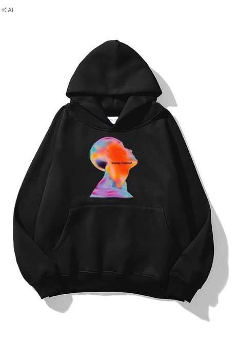 Czarna bluza męska z kapturem modny print energetyczny xl/xxl 5ia