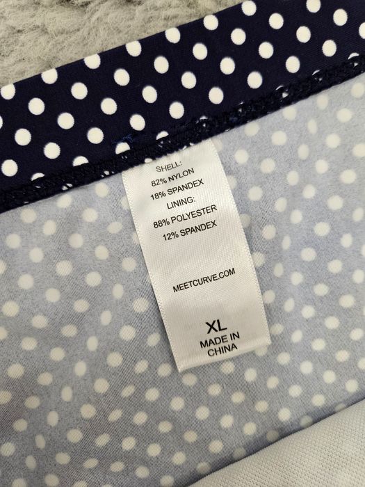 Majtki kąpielowe dół bikini wysoki Stan białe groszki XL