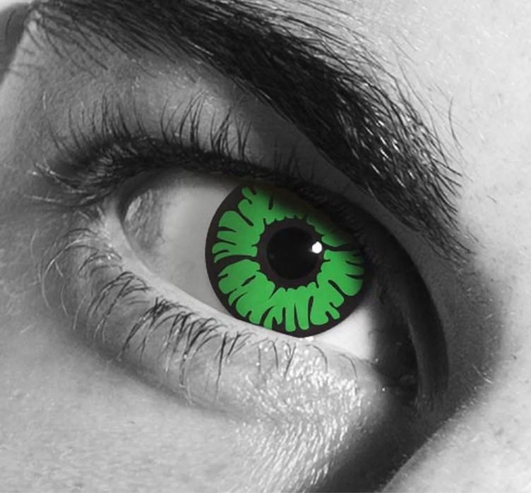 Lentes de contacto Halloween Hulk (Lentes Verde e Preto)