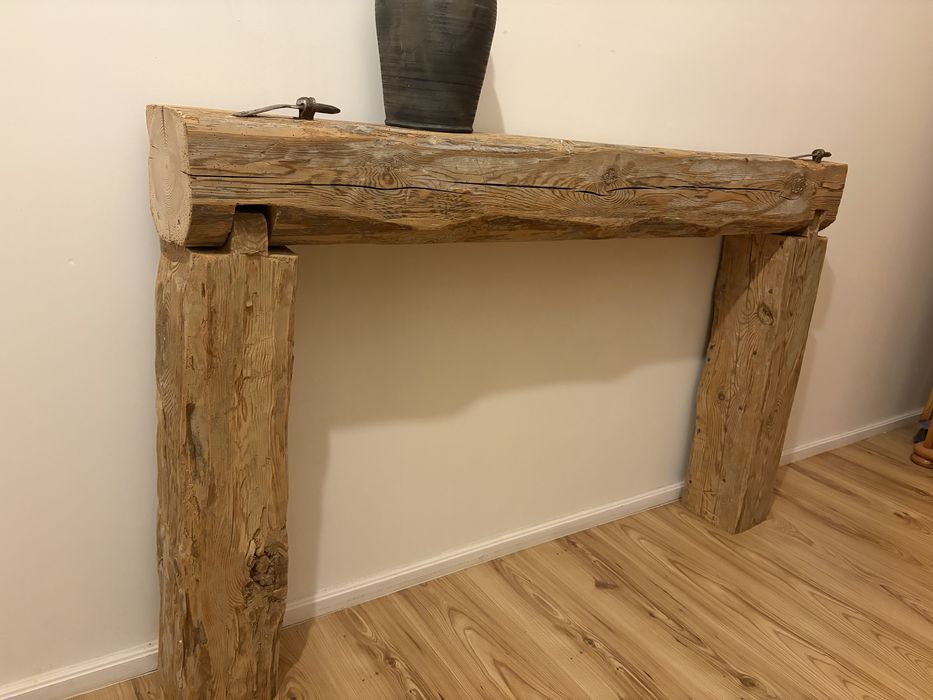 Konsola drewniana półka LOFT vintage RETRO stare okucia okno
