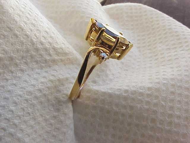 Złoty 14K 585 Pierścionek Markiza szlif Prawdziwy Turmalin 1,54ct