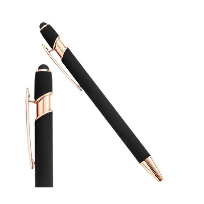 Długopis metalowy, tusz czarny, touch pen soft touch czerń DL01 20szt