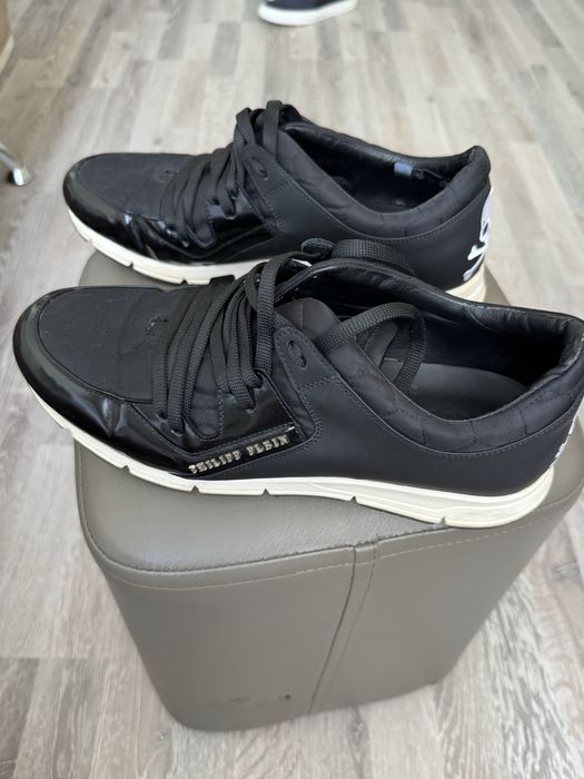 Оригінал!43 розмір. PHILIPP PLEIN Чорні шкіряні кросівки Black fields