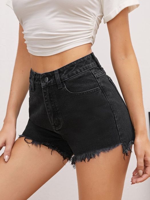 Идеальные чёрные шорты STRADIVARIUS женские джинсовые шорты