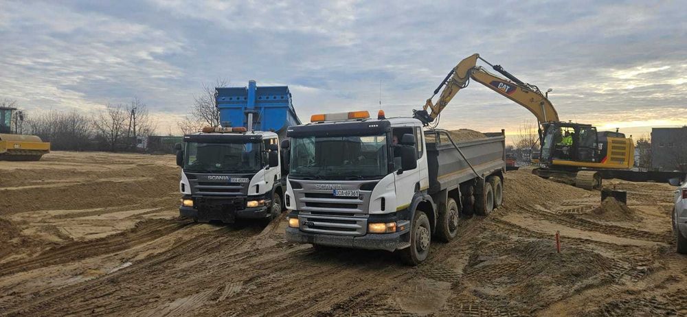 Transport wywrotka, piasek, ziemia, laweta