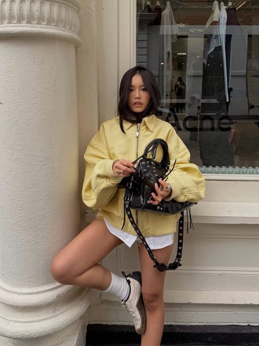 Бомбер zara з натуральної шкіри