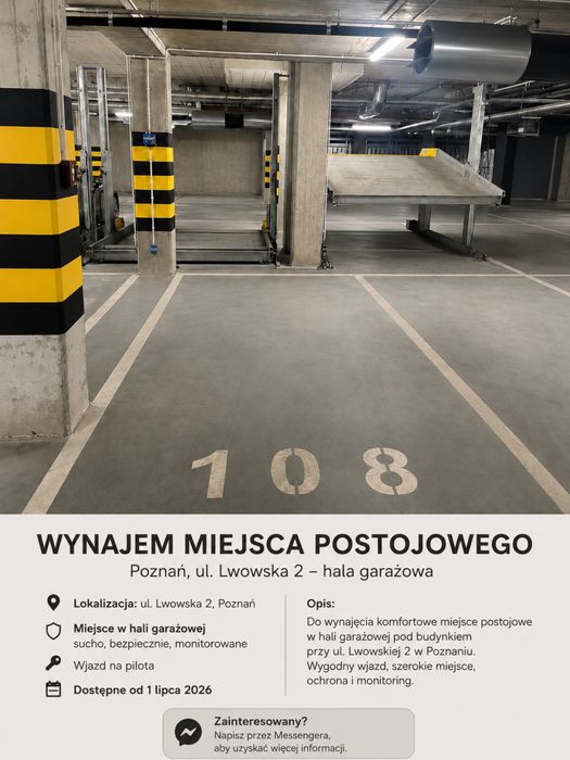 Miejsce postojowe w hali garazowej