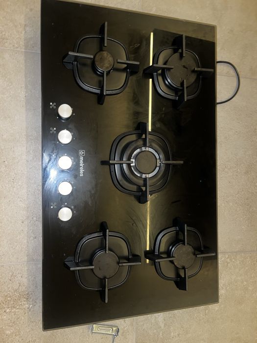 Placa de cozinha 86x52cm para gás butano ou propano com 5 queimadores