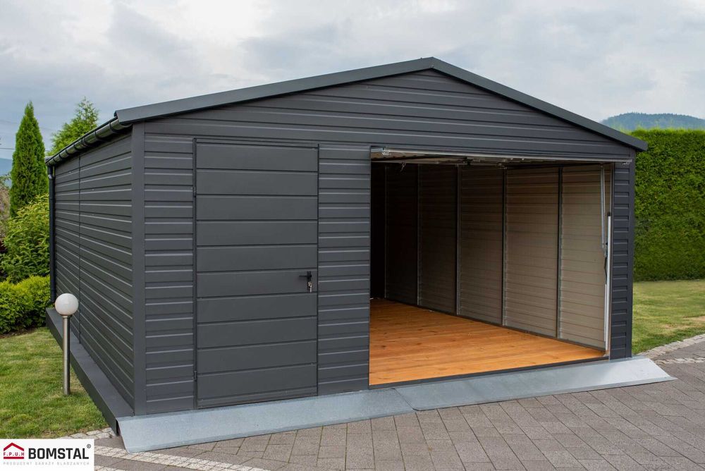 Garaż dwuspadowy 5x6 wersja premium. Kolor antracyt. Producent