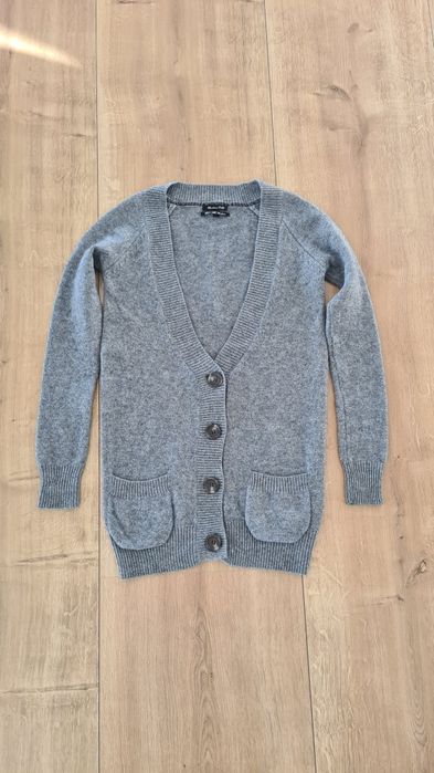 Sweter Kardigan Massimo Dutti. Kaszmir Jedwab Wełna. Szary. Rozmiar S