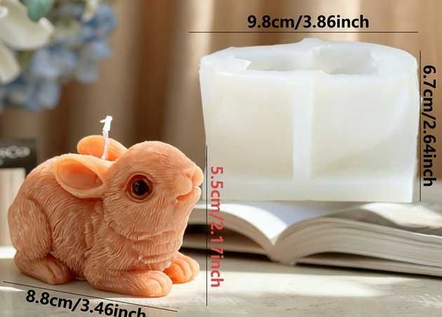 Forma silikonowa do świec, gipsu - zajączek 1