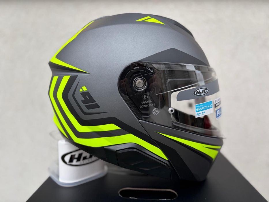 Kask motocyklowy szczekowy HJC i91 Tricus Fluo rozmiar XL 60-61 Bledna