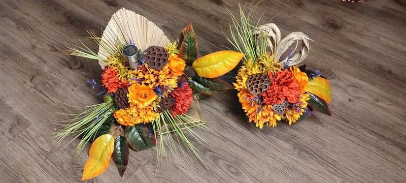 Kompozycja stroik obciążona z lampką LED solarną grób cmentarz