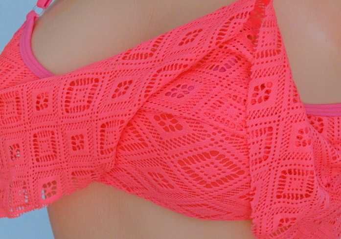 UNIQ neonowy miękki plażowy stanik z falbanką S/M