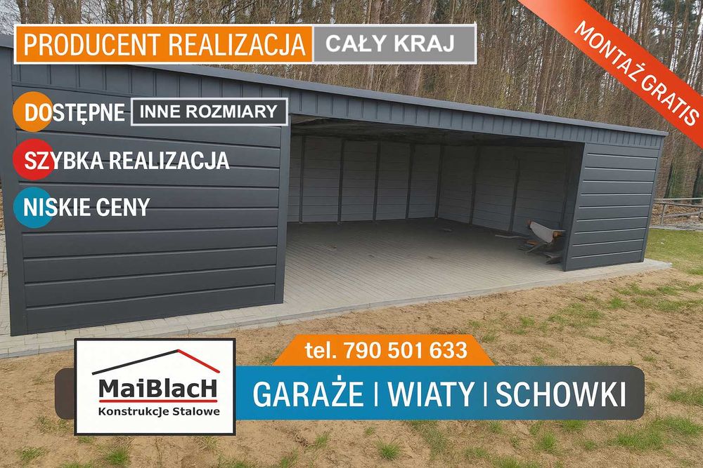 Otwarty GARAŻ BLASZANY |Carport| Zadaszenie  SCHOWEK | – Maj-Blach