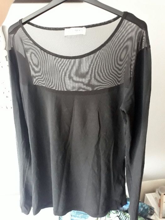 czarna bluzka z siateczką, przezroczysta góra Rue Paris, Butik L