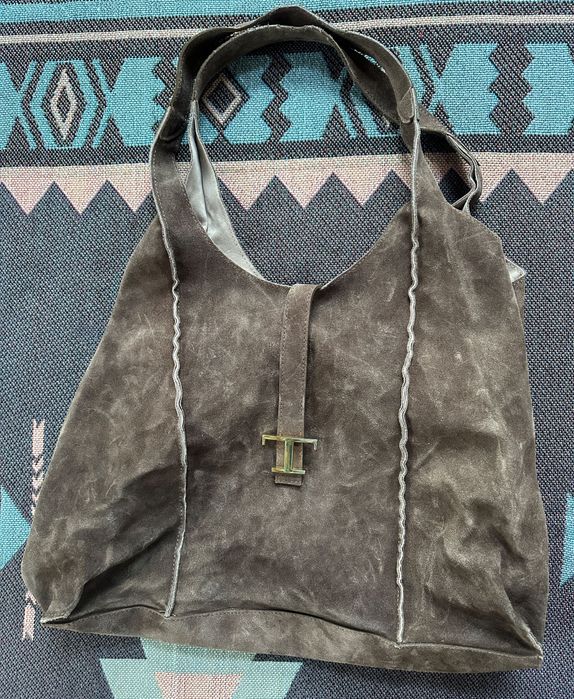 Duża torba shopper bag Tiara Mocha brązowa zamszowa