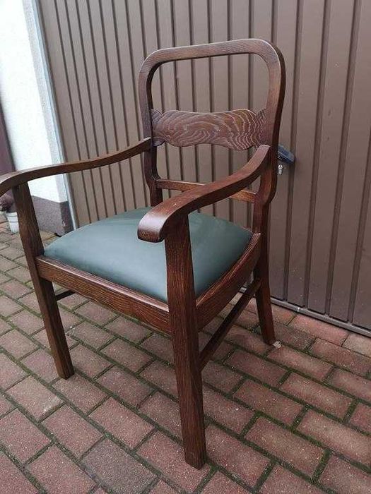 Stary Fotel Krzesło ART-DECO Dębowy Gabinetowy Antyk Po Renowacji.