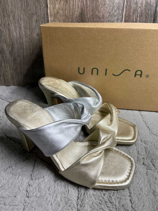 klapki damskie na obcasie skóra unisa 37