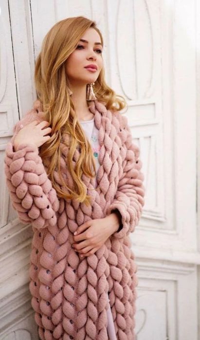 Luksusowy, premium sweter kardigan o grubym splocie, rozmiar uniwersal