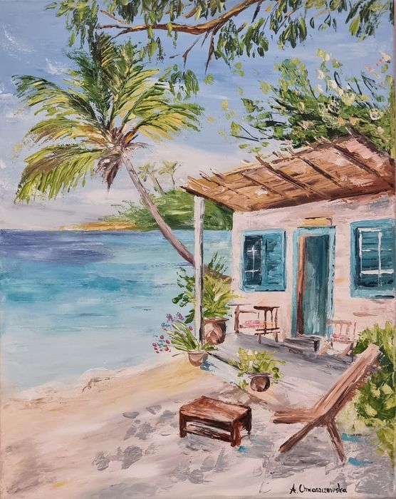 Obraz olejny "Rajska plaża" ręcznie malowany 40 x50 cm