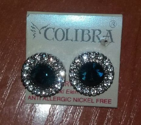 Kolczyki colibra granatowe z cyrkoniami
