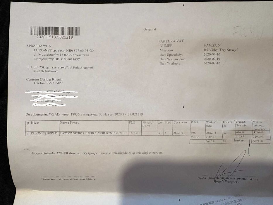 Laptop Acer NITRO 5 I5 8GB 512SSD GTX 1650 WIN 10 bardzo dobry stan