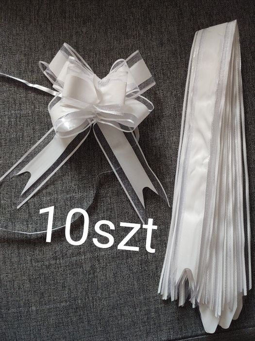 Białe kokardy 10szt do dekoracji na ślub