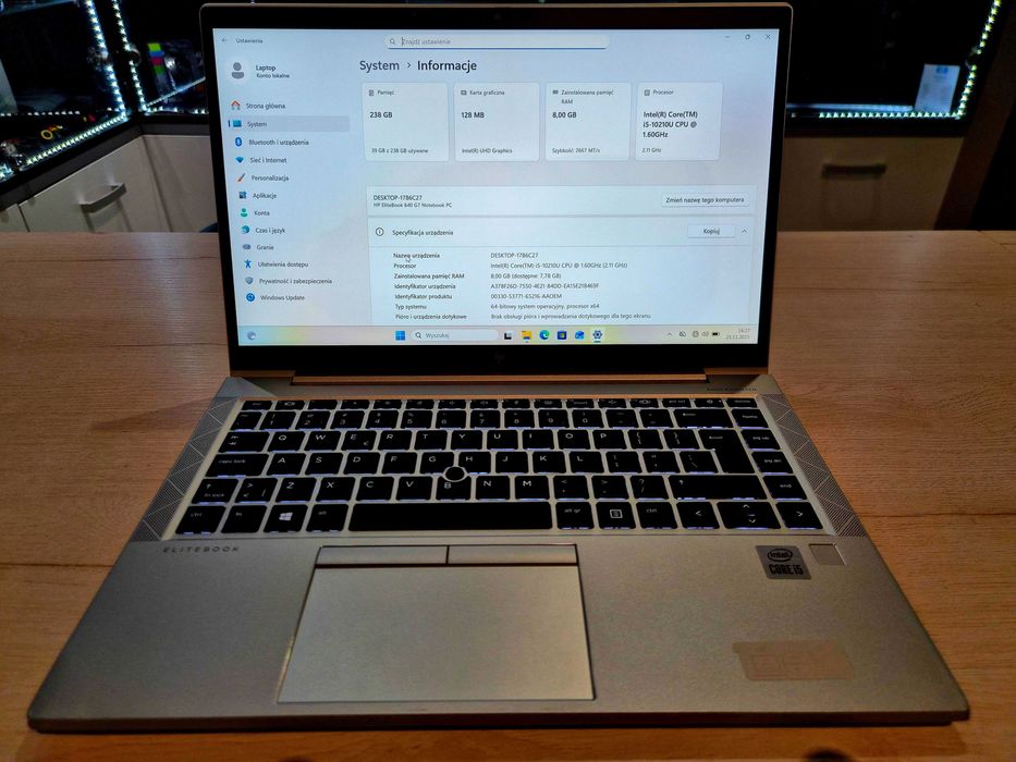 HP EliteBook 840 G7, intel i5 10gen, 8gb ram, SSD, Full HD, Windows 11