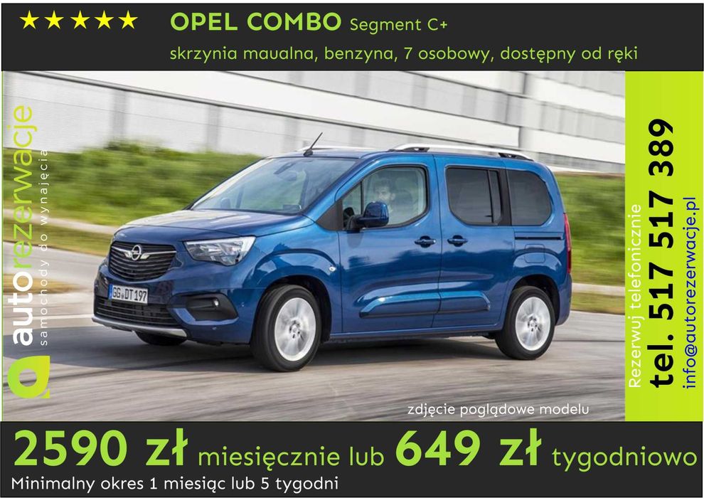 Wynajem wypożyczenie samochodów/aut za 1299 za 30 dni lub 339co 7 dni