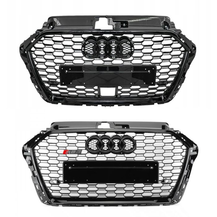 Решітка радіатора Audi A3 / S3 8V 2017-2020 дистронік радар RS3 чорний
