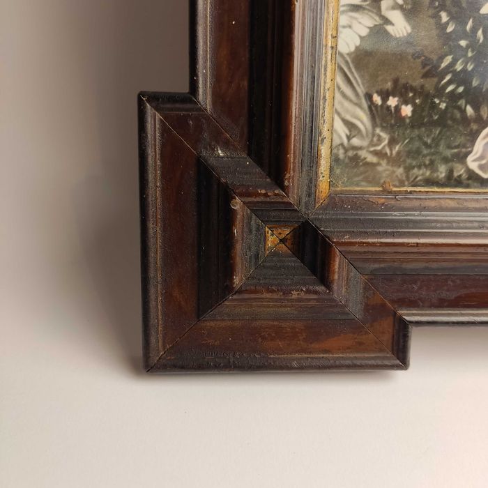 Stary oleodruk Madonna z dzieciątkiem i aniołami - lata 40/50