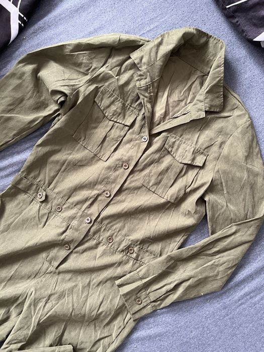 Kombinezon bawełniany kołnierzyk na stójkę khaki