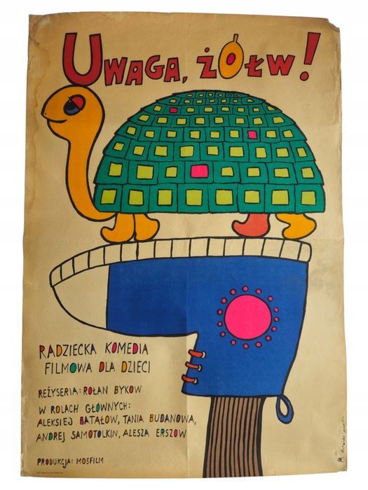 Plakat Filmowy Kolekcjonerski Bohdan Butenko Uwaga Żółw Oryginał 1971
